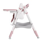 6M-3Y Convertible Baby High Chair Rocker, Foldable, 5-Point Harness, Removable 2-Tier FDA Tray, Silent Lock Wheels